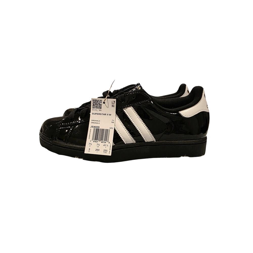 Adidas Originals Superstar‎ II W JS4009 Black Patent White Stripes Gold Logo W 9